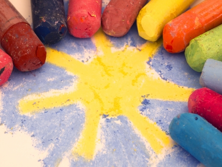 sun made by colorul crayonsの写真素材