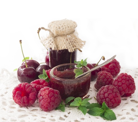 jam made of raspberries and cherries
