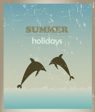 summer holidays with dolphinsのイラスト素材