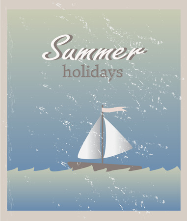 summer holidays with a yachtのイラスト素材