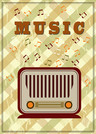 vintage music poster with old radio のイラスト素材