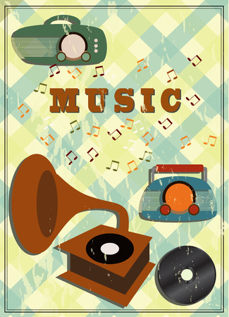 vintage gramophone and radio のイラスト素材