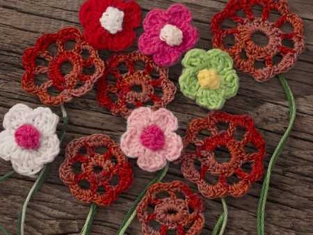 crochet flowersの写真素材