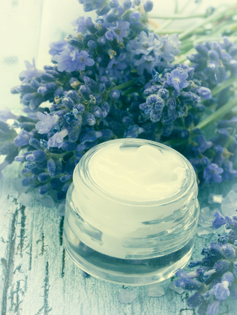facial cream with lavenderの写真素材