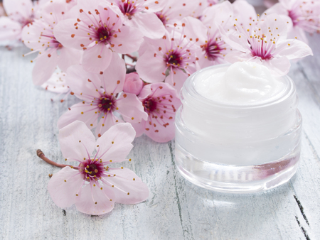 facial cream fresh as spring flowersの写真素材