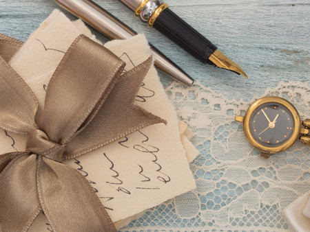 old letters in retro arrangementの写真素材