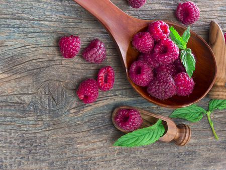 fresh raspberriesの写真素材