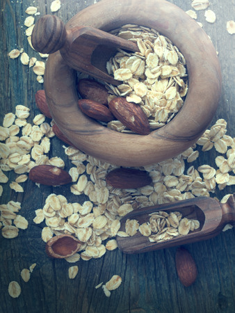 cereals with almondsの写真素材
