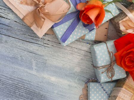 gift boxes in beautiful decorationの写真素材