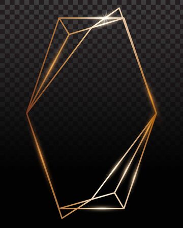 Copper frames. Copper geometrical polyhedron, art deco style for wedding invitation, luxury templates.のイラスト素材