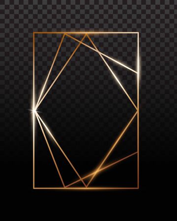Copper frames. Copper geometrical polyhedron, art deco style for wedding invitation, luxury templates.のイラスト素材