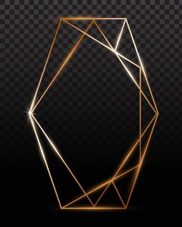 Copper frames. Copper geometrical polyhedron, art deco style for wedding invitation, luxury templates.のイラスト素材