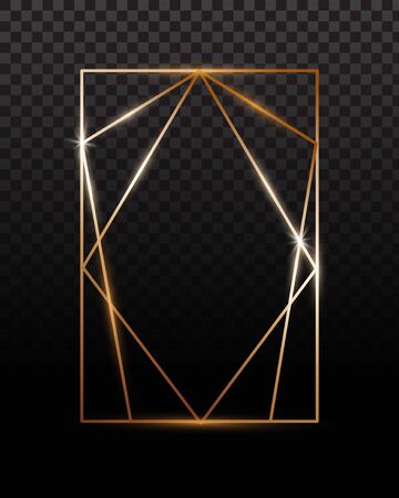 Copper frames. Copper geometrical polyhedron, art deco style for wedding invitation, luxury templates.のイラスト素材