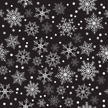 Snowflakes collection isolated on white background. Flat snow icons, silhouette. Nice fabric, textile, wrapping paper, card, invitation, wallpaper, web designのイラスト素材