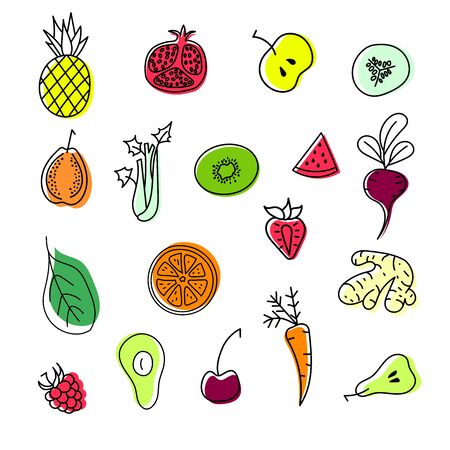 Vector fruits and vegetables pattern.のイラスト素材