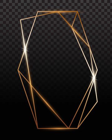 Copper frames. Copper geometrical polyhedron, art deco style for wedding invitation, luxury templates.のイラスト素材