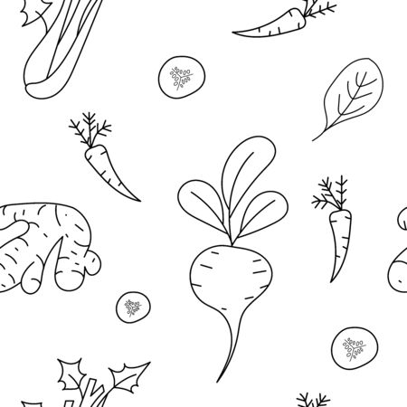 Vector fruits and vegetables pattern.のイラスト素材
