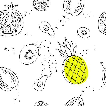Vector fruits and vegetables pattern.のイラスト素材