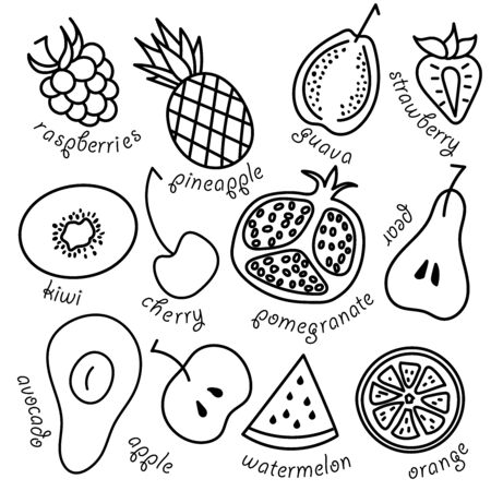 Vector fruits and vegetables pattern.のイラスト素材