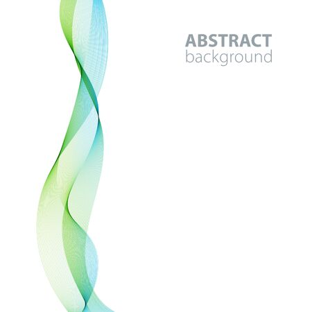 Blue-green abstract waves background, waved lines for brochure, website, flyer design. Transparent linesのイラスト素材
