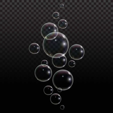 Soap bubble with rainbow reflection on transparent background. Transparent foam bubble, great design for any purposesのイラスト素材