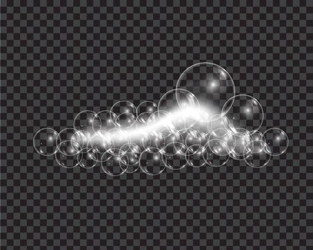 Bath foam soap with bubbles isolated vector illustration on transparent background. Shampoo and soap foam lather vector illustration.のイラスト素材