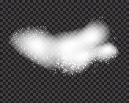 Bath foam soap with bubbles isolated vector illustration on transparent background. Shampoo and soap foam lather vector illustration.のイラスト素材