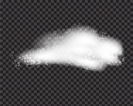 Bath foam soap with bubbles isolated vector illustration on transparent background. Shampoo and soap foam lather vector illustration.のイラスト素材