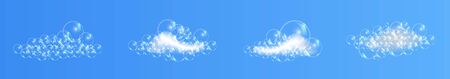 Bath foam soap with bubbles isolated vector illustration on transparent background. Set of shampoo and soap foam lather vector illustration.のイラスト素材
