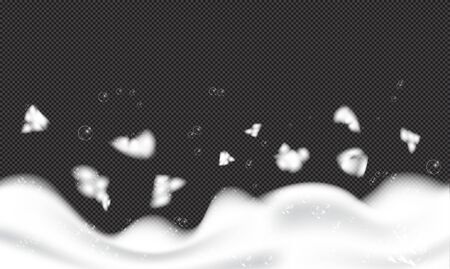 Bath foam soap with bubbles isolated vector illustration on transparent background. Shampoo and soap foam lather vector illustration.のイラスト素材