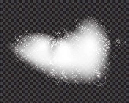 Bath foam soap with bubbles isolated vector illustration on transparent background. Shampoo and soap foam lather vector illustrationのイラスト素材