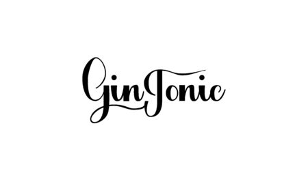 Lettering  Gin Tonic isolated on white background  for print, design, bar, menu, offers, restaurant. Modern hand drawn lettering label for alcohol cocktail  Gin Tonic. Handwritten inscriptions coctktail for layout and templateのイラスト素材