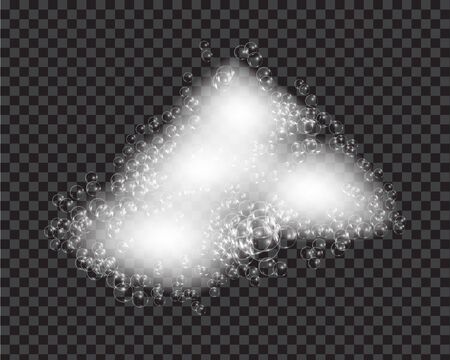 Bath foam soap with bubbles isolated vector illustration on transparent background. Shampoo and soap foam  lather vector illustrationのイラスト素材