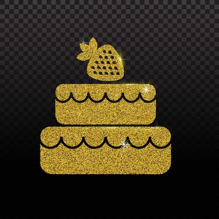 Cupcake glitter icon isolated on background. Golden glitter cupcake for design of invitation, greeting card, birthdayのイラスト素材
