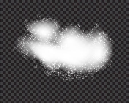 Bath foam soap with bubbles isolated vector illustration on transparent background. Shampoo and soap foam lather vector illustration.のイラスト素材