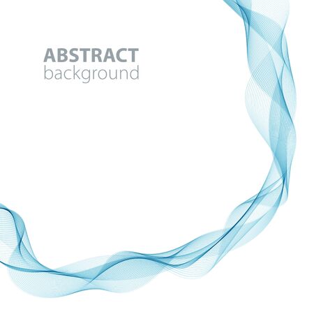 Blue abstract waves background, waved lines for brochure, website, flyer design. Transparent lines.のイラスト素材