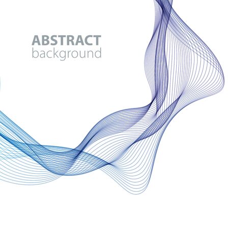 Blue abstract waves background, waved transparent linesのイラスト素材