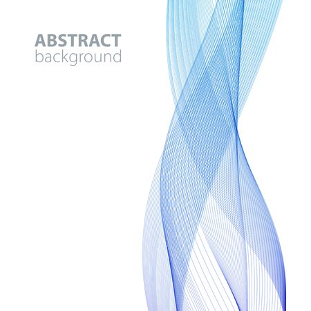 Blue abstract waves background, waved lines for brochure, website, flyer design. Transparent linesのイラスト素材