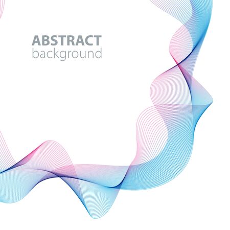 Blue abstract waves background, waved lines for brochure, website, flyer design. Transparent linesのイラスト素材