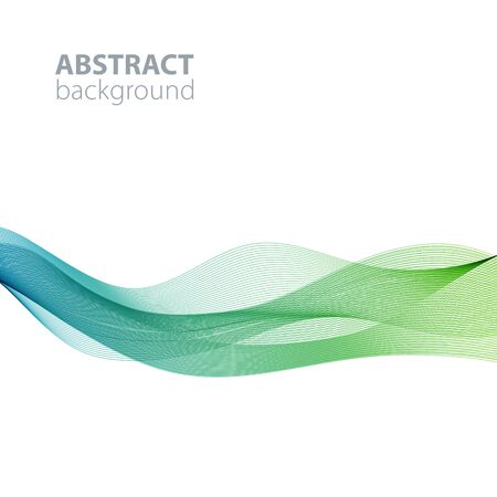 Blue-green abstract waves background, waved lines for brochure, website, flyer design. Transparent linesのイラスト素材