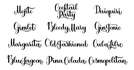 Vecteur de Lettering Cocktail set - ID:135115427 - image libre de droit ...
