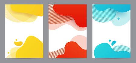 Amoeba funky design for print products. Dynamic style banner set with amoeba funky gradient elements. Creative for poster, web, landing, page, cover, ad, greeting, card, social media, promotion.のイラスト素材