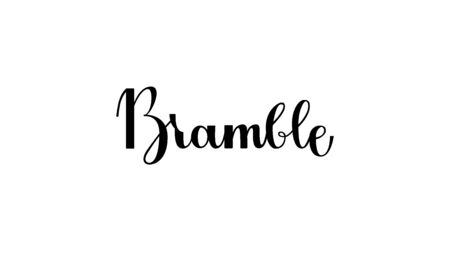 Lettering Bramble isolated on white background for print, design, bar, menu, offers, restaurant. Modern hand drawn lettering label for alcohol cocktail Bramble. Handwritten inscriptions cocktail for layout and template.のイラスト素材