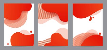 Amoeba funky design for print products. Dynamic style banner set with amoeba funky gradient elements. Creative for poster, web, landing, page, cover, ad, greeting, card, social media, promotion.のイラスト素材