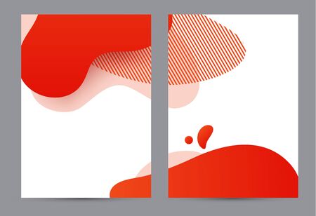 Amoeba funky design for print products. Dynamic style banner set with amoeba funky gradient elements. Creative for poster, web, landing, page, cover, ad, greeting, card, social media, promotion.のイラスト素材