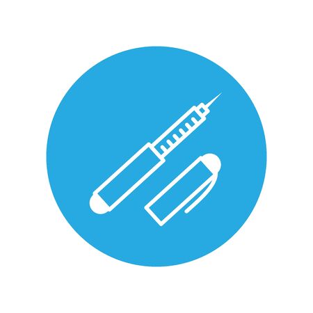 Insulin pen, line icons. Diabetes disease icon, glucose monitoring life. Modern infographic logo and pictogramのイラスト素材