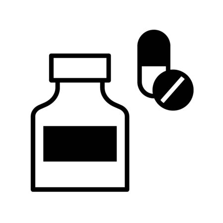 Pills and pills bottles. Modern infographic logo and pictogram.のイラスト素材