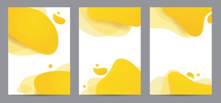 Amoeba funky design for print products. Dynamic style banner set with amoeba funky gradient elements. Creative for poster, web, landing, page, cover, ad, greeting, card, social media, promotion.のイラスト素材