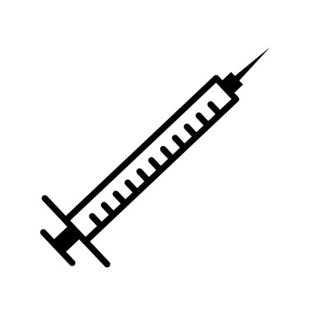 Hypodermic syringe, injection. Diabetes disease icon, glucose monitoring life. Modern infographic icon and pictogram.のイラスト素材