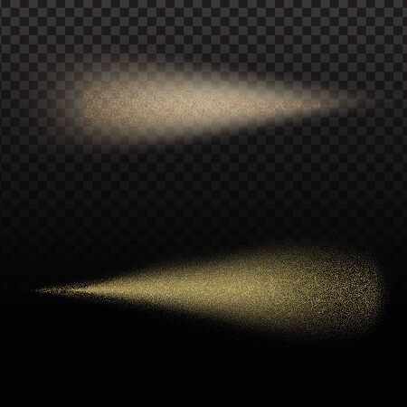 Golden wave whith trail of comet and sparkling gold stardust, effect bokeh. Luminescent wave with bright bokeh and sparkles trail on transparent background for magic design.のイラスト素材